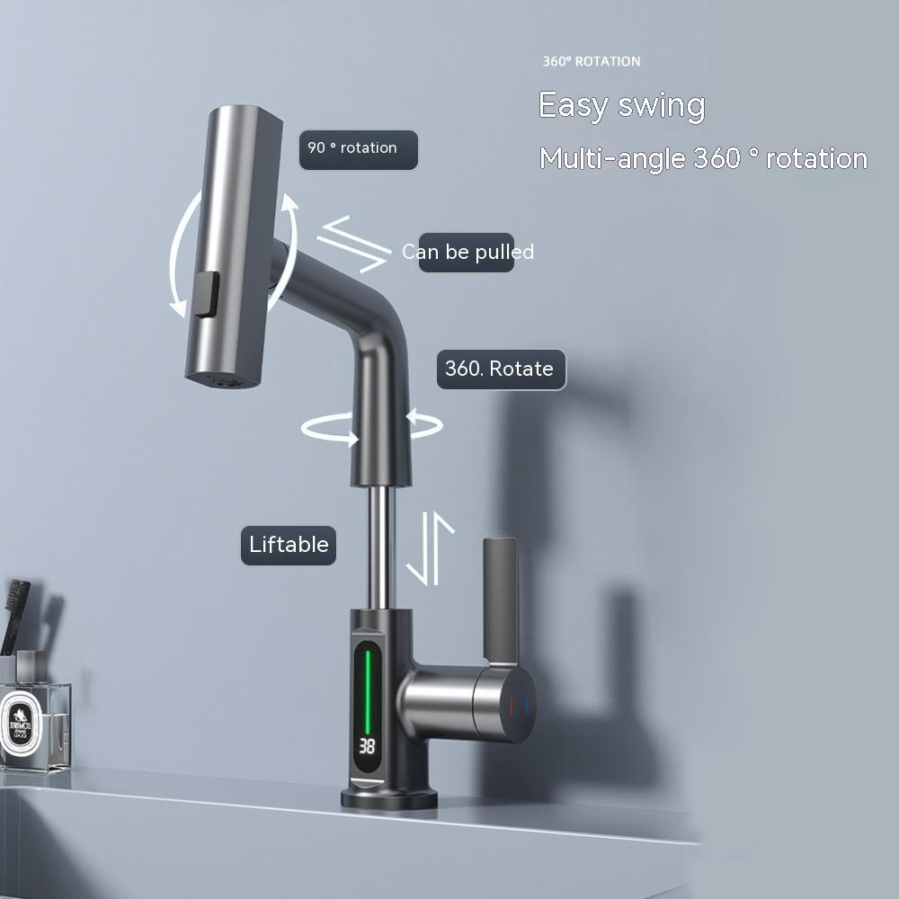 Digital Display Faucet Pull-out Basin